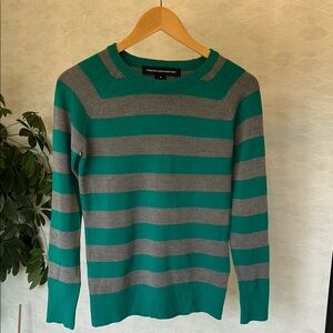 French Connection Crewneck Sweater in Turquoise and Gray